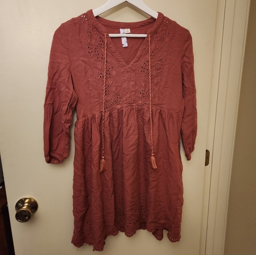 Alya by Francesca's maroon dress tassles boho Size small